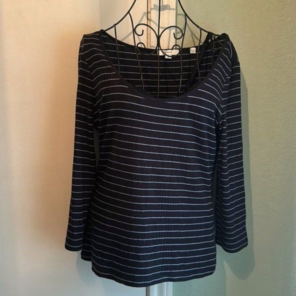Vince Striped Long Sleeve Tee Blue L